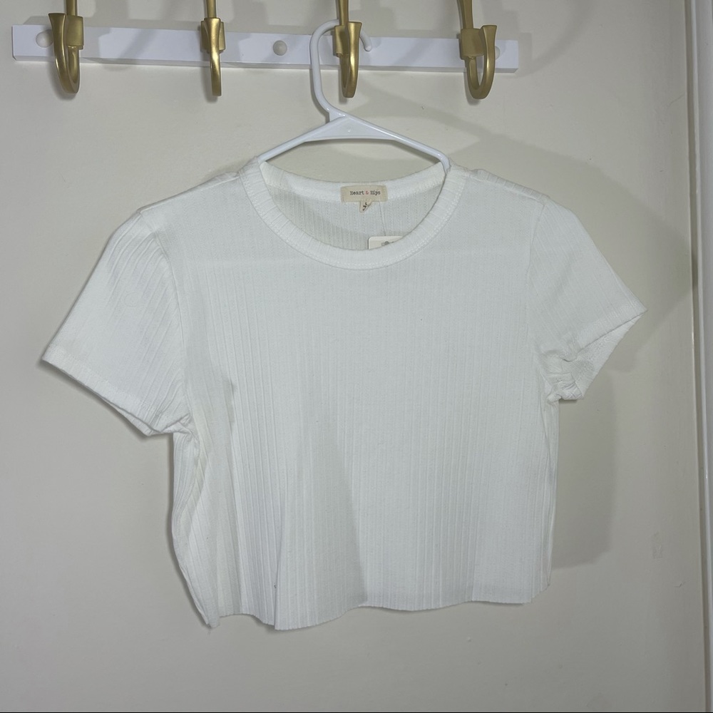 2/$10 White Ribbed Crop Top